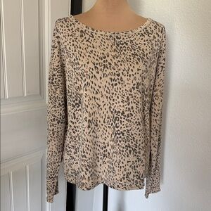 Fate Beige and Black Leopard-Print Long Sleeve Top